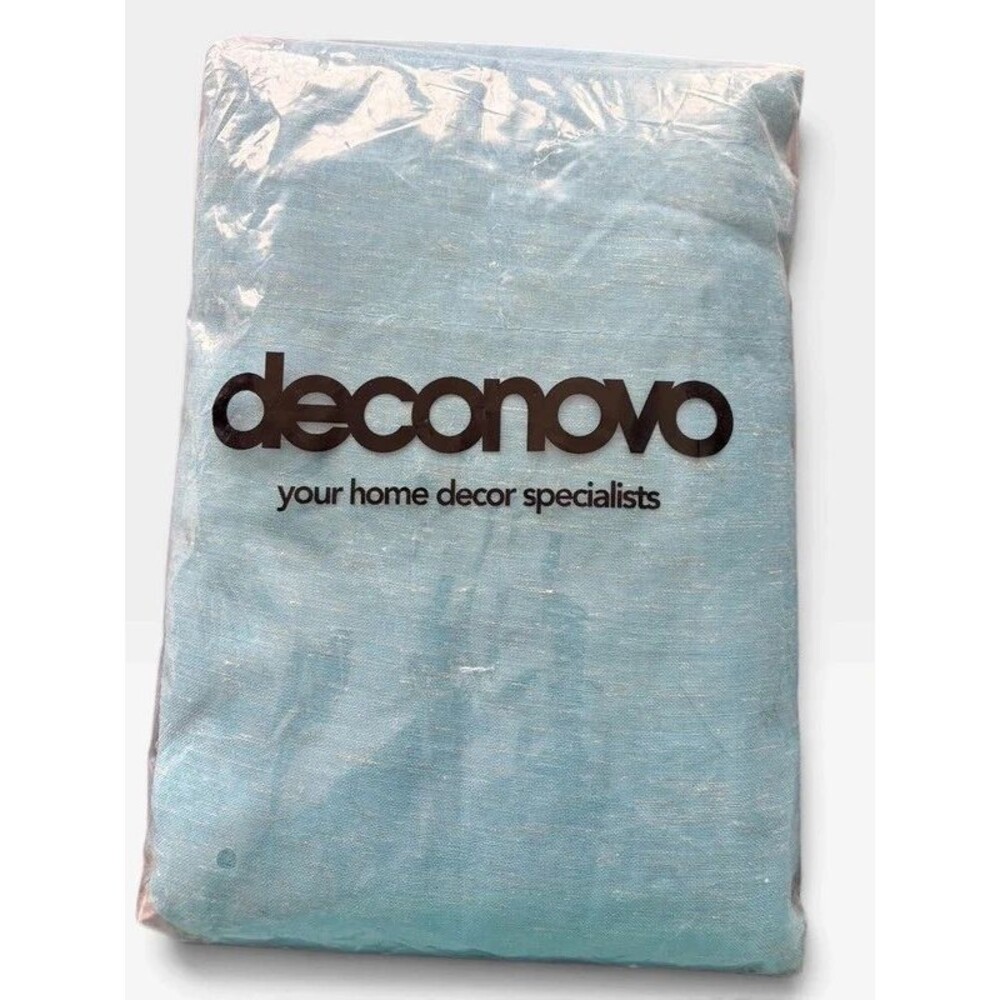 Deconovo Turquoise Faux Linen Semi Sheer Window Curtain Panels 52 x 84 Set 2